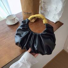 Casual Minimalist Textured Fashion Unique Cloud Shaped Handbag For Women - Black - View 8