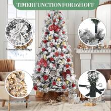 Árbol de Navidad Artificial de 1.8m con 250 Luces LED y Base Metálica, para Hogar y Oficina - Tipo de Enchufe B USA (110-127V) - Ver 6