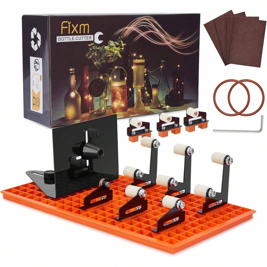 Kit Cortador de Botellas de Vidrio, Cortador de Vidrio para Botellas con base de empalme ajustable y deflector ajustable, Set Completo de Cortador de Botellas - 1 - Ver 1