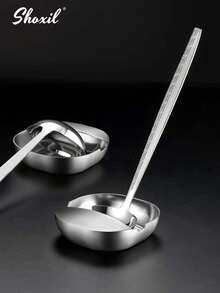 shoxil 1个304不锈钢勺架、铲架、筷架，288克，防止铲子倾斜，重心稳定，拉丝表面，保持炉灶台面清洁，适用于厨房和餐厅。 - 銀色 - 查看 2