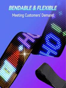 Luces decorativas para ventanas de automóviles, pantallas LED programables para vehículos con control de aplicación y control remoto, contenido de pantalla personalizable, adecuadas para parabrisas de automóviles y camiones. - 92*374 mm - Ver 5