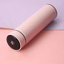 500毫升双层不锈钢真空保温水瓶，智能温度显示，适合居家及户外使用，保温/保冷，是节日和开学季的理想礼物 - 粉色 - 查看 9