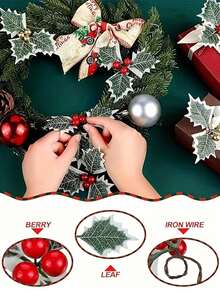 1set 10pcs Red Artificial Berry Beads For Tree Decoration & Wreath, Valentine Day, Gift Home Decor Christmas Decorations Room Decor Christmas - Red - View 5