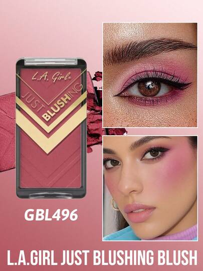  L.A. Girl Just Blushing腮红，易于涂抹，修饰脸型，持久显色，GBL496，提升面部立体感，粉质细腻，大容量，妆效自然，提亮肤色，腮红眼影二合一，多功能哑光妆效，适合所有肤质，是日常妆容和专业化妆师的理想之选。