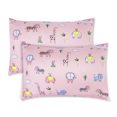 Baby Toddler Pillowcase, 2 Pack 100% Cotton Pillow Cover, Cot Bed Pillow Pair Cases 40x60cm, Soft And Breathable Baby Pillowfor Boy & Girl Bedding, Kids Travel Pillow Pillowcase