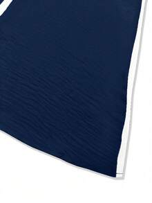 Women's Elegant Sexy V-Neck Camisole Color Blocking Vacation Style Navy Blue Short Dress, Spring/Summer Valentine's Day - Navy Blue - View 4