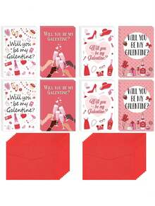 4张“你愿意做我的闺蜜吗？”贺卡，附赠红色信封 - 送给姐妹的情人节礼物、婚礼季及派对邀请函 | 情人节 - 彩色 - 查看 5