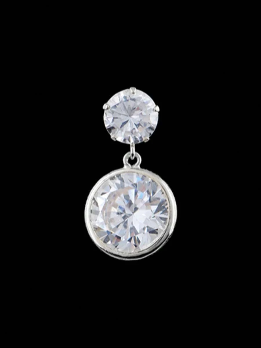 BRINCO PENDENTE ZIRCONIA CABEÇA 5MM+ 6MM OU 8MM PRATA 925
