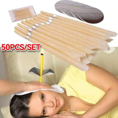 2/5/10/25/50pcs Ear Cleaning And Ear Wax Removal Kit - Include Ear Candles, Flame Retardant Trays And Cleaning Sticks - Home Spa Ear Care Tools