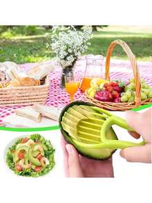 2件套多功能三合一牛油果切片器，牛油果切片器，牛油果切块器，家用水果切块器，削皮器和果肉分离器，厨房小工具 - 彩色 - 查看 10