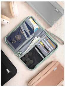 时尚双拉链大容量RFID防盗护照夹，男女通用，带腕带和可调节肩带，多功能旅行钱包，可装手机、卡片、现金和护照。创意飞机造型护照夹，生日、周年纪念日、送给男友/父亲的绝佳礼物，旅行必备，旅行包、行李袋、旅行袋、过夜包，大容量旅行收纳包，邮轮旅行必备，度假必备，男女旅行必备，假日必备，旅行必备。 - 綠色 - 查看 4