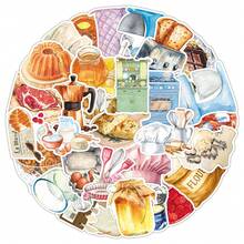 50pcs Cute & Healing Baking Time Food Cartoon Stickers For DIY Phone Case, Water Cup - Multicolor - View 5