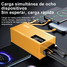 Batería Portátil 68000mAh con Carga Súper Rápida 22.5W, 4 Cables Incluidos, 6 Puertos de Entrada y Salida, Pantalla LED Digital Grande, Carga 8 en simultáneo - Power Bank Batería 68000mAh - Amarillo Mostaza - Ver 3