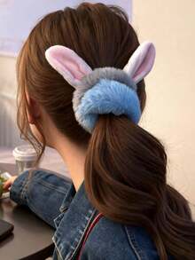 Rabbit & Fox Plush Hair Scrunchies, Women's Autumn/Winter Cartoon Fluffy Scrunchies, Create Elegant & Relaxed Hairstyles - Suitable For Girls & Ladies, Meet Daily Needs. Easily Create Simple Ponytails, Sophisticated Buns Or Creative Hairstyles, Practical & Stylish! Can Be Used As School Supplies, Gifts, Hair Scrunchies, Headbands.