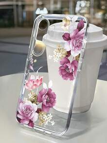 高孔隙紫色花叶水彩画透明加厚防摔手机壳，兼容三星 Galaxy S25/S25PLUS/S25 Ultra/A16/A36/A26/A56/A50/A12/A32/A52/A72/A51/A21S/A13/A14/S24/S24PLUS/S24Ultra、S22/A52/A53/A54/A55/S23、11/12Pro/12/12X/13/14/15/13Pro/14Pro/15Pro、Redmi 10/9/Note9/12c/Note11pro/Note8Pro - 彩色 - 查看 3