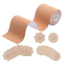 Cinta para Busto 5M*5CM y 20 Piezas de Pezon sin RespaldoCinta para Pechos Boob tape Boobytape Cinta Levanta Busto Cinta de Levantamiento de Senos Tape para Busto Invisible Cinta Push Up Pecho Nude - como en la foto - Ver 1