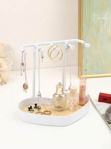 爱心首饰展示架，桌面/梳妆台耳环项链手镯戒指展示架，入户钥匙收纳架，带木质托盘项链架，项链展示架，浴室首饰收纳挂钩和收纳架，适用于项链、手镯、耳环、戒指、钥匙、手表、情人节礼物 - 彩色 - 查看 18