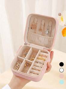 Mini Jewelry Storage Box, Portable Zipper Travel Jewelry Organizer, Women's Gift Box, Multi-Functional Jewelry Display Stand, Suitable For Rings, Pendants, Earrings, Necklaces, Etc. - Multicolor - View 2