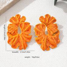 1 Pair Vintage French Enamel Drop Glaze Flower Creative Fashion Irregular Blue Petal Splicing High-End Women's Earrings Women's Party Banquet Exquisite Versatile Accessories - 藍色 - 查看 4