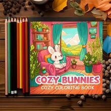 (Upgraded Luxury Edition, Thick Paper, 20.5 * 20.5cm) "Warm Little Rabbit: 22 Relaxation Pages", Suitable For Couples And Families, Suitable For Gatherings, Valentine's Day Birthdays, And Other Holidays. Painting And Study Supplies, 22 Pages, Books, Coloring Books, Study Supplies, School, Christmas, Halloween, Birthdays, Back To School Gifts, Coloring Books,Art Supplies - Single Piece - View 4