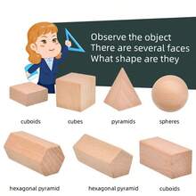 儿童木制几何形状益智玩具套装，立体形状学习玩具，适合作为男孩女孩的生日、学前、圣诞节礼物 - 彩色 - 查看 7