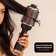 Professional Hair Dryer Brush 1300W Dual Voltage – 3 Temperature Settings, Ionic Technology, Anti-Frizz - Black - View 1