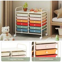 12-Drawer Rolling Storage Cart - Mobile Utility Cart On Wheels For School Classroom Teacher Office Salon, Paper File Art Supply Craft Organizer, Rolling Cart With Drawers (Macaron) - Macaron - Xem 6