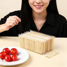 500/1000支装竹制牙签，用于牙齿清洁，双头木制牙签，多用途竹签，牙齿清洁牙签，派对/家庭/餐厅/酒店用品，清洁用品，返校必备品 - 彩色 - 查看 5