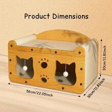 Multi-Function Cat Scratcher House – 3-In-1 Scratch Pad, Soft Bed & Play Cave With Toys, Durable Build & Ideal Holiday Gift - MD-cAT1+QE-yELLOW - View 4