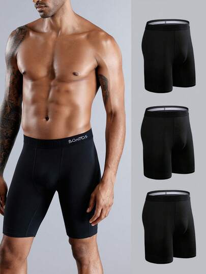 3条装男士纯棉平角内裤，透气舒适