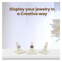 Box Beige Linen Jewelry Ring Finger Display2.12x2.12x2.37 Inches With Square Base - Ring Holder Organizerfor Selling Or Personal Use - Display Stands For Rings - Multicolor 770 - View 3