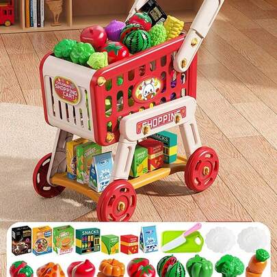 Casa De Juegos Para Niños De Gran Tamaño Simulada, Carro De Compras, Cocina, Supermercado, Juguetes De Cocina Para Niños Y Niñas, Rompecabezas, Trole De Ejercicio, Accesorios, Regalo Del Día Del Niño Y De Cumpleaños Para Niños De 3 A 8 Años