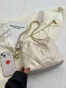 Fashionable Shoulder Bag, Versatile Chic Square Crossbody Bag, Chain Strap Shoulder Bag, Minimalist Stylish Ladies Shoulder Bag, Quilted Underarm Bag