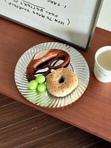 1 pieza Plato de frutas de acero inoxidable de lujo moderno y de alta gama con rayas, plato de postre minimalista de acero inoxidable, plato de frutas de alta gama para el hogar de acero inoxidable, adecuado para el Día de San Valentín, la temporada de bodas, reuniones al aire libre - Plateado - Ver 5