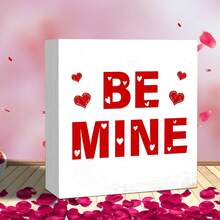 1pc "Be My Love" PVC Plaque, Red Heart Decor, Valentine's Day Desktop Ornament, Home/Bedroom/Living Room - Multicolor - View 9