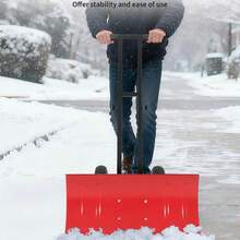 Heavy Duty Rolling Snow Shovel With Wheels For Driveway - Adjustable Angle & Height Metal Blade - Ergonomic Snow Pusher For Sidewalk, Yard, Pavement - Easy Snow Removal Tool - 29W X 14H Red - View 5