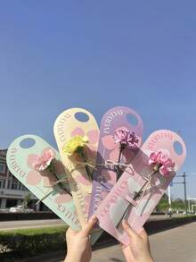 花卉礼品卡，方形贺卡创意花卉包装袋，手提花袋，适用于情人节鲜花、周年纪念派对礼物、婚礼花束包装、情人节装饰、礼品、女士礼物、派对礼品袋 - 彩色 - 查看 5