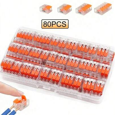 28-12 AWG Plug-In Wire Connector Kit - DIY Wire Connectors, 2/3/5 Ports, No Tape Needed, Quick Connection. Suitable For Home Decor, Industrial Wiring And Distribution Box Quick Connection. Plug-In Plug Extension Cord Can Be Connected To Terminal Board. Mini Quick Wire Connector Tool. Practical Tool For Men - Perfect Gift For Men! (Random Style, Color Difference, Random Packaging)