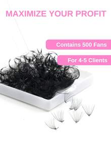 500 Fans D Curl 10D/12D/14D/16D/20D/30D Black Pramde Fans Lashes Hand Made Premade Loose Fans Eyelash Extensions - D - View 8
