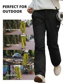 CAMEL CROWN 女士户外软壳裤，防风防水宽松徒步裤 - 幻影黑 - 查看 5