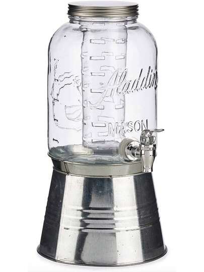 TIENDA EURASIA Dispensador de Bebidas 3800 ML con Grifo Metálico y Soporte, Recipiente de Cristal Multicolor Ideal para Agua y Bebidas, Diseño Elegante y Funcional para el Hogar o Eventos, Fácil de Usar y Limpiar, Perfecto para Servir con Estilo y Comodidad, Accesorio Esencial para Reuniones y FiestasEntrega 24/48h a España Peninsular