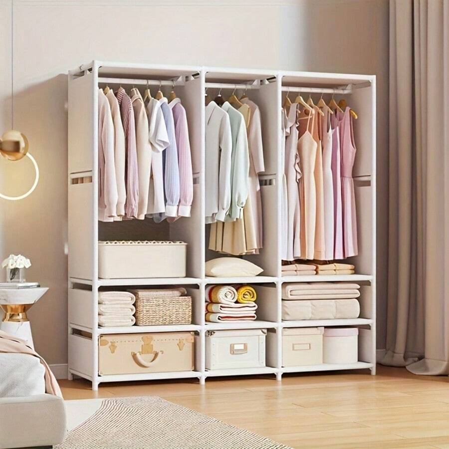 1 Tủ quần áo di động, Tủ quần áo thời trang đa chức năng, Chống bụi, Tủ trưng bày đứng độc lập, Kệ lưu trữ lắp ráp trên sàn, Tủ đựng đồ, Thích hợp cho phòng ngủ, phòng khách, nhà ở, Quà tặng ngày lễ, Quà Giáng sinh, Quà tặng trẻ em - Nhiều màu - Xem 1