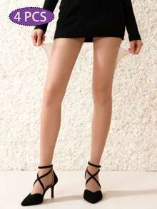 4双丝滑透明连裤袜，20D，高腰塑形，加固袜尖，超级柔软舒适，经久耐穿，适合日常穿着。性感迷人的丝袜，是圣诞节和情人节的绝佳礼物。 - 杏色 - 查看 1