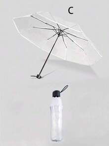 1pc Transparent Folding Umbrella, Automatic Open/Close Compact Umbrella, Sturdy Plastic Rain Umbrella For Students - Multicolor - View 5