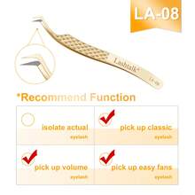 1pc Lashtalk Precision Fiber Tip Tweezers, Suitable For Eyelash Extension, Diamond Texture Non-Slip High-Grade Stainless Steel Material, From Nagaraku Cosmetics - Gold - View 15