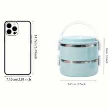 Bộ 1/2/3/4 hộp cơm bento bằng thép không gỉ chất lượng cao, màu trơn, có nắp đậy, nhiều ngăn, đa chức năng, chịu nhiệt, chống rò rỉ, cách nhiệt, dễ mang theo với tay cầm và van thông hơi, phù hợp cho gia đình, nhà bếp, phòng ăn, văn phòng, học sinh, bệnh viện, thăm viếng, dã ngoại, cắm trại, du lịch và nhiều trường hợp khác. - Màu xanh nhạt - Xem 8