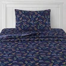 Colección 1500 - Juego de sábanas para niños y niñas, divertidos y coloridos y cómodos, bolsillo profundo, sin arrugas, ropa de cama suave y acogedora, tamaño individual, ancla(Nave espacial de neón Individual Extra Grande) - Multicolor - Ver 6