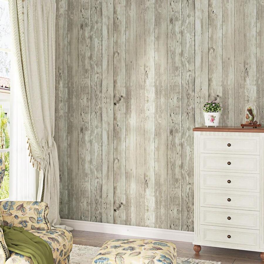 1 rollo de papel tapiz autoadhesivo de grano de madera de vinilo - Decoración de pared de textura de ladrillo, piedra y madera removible - Adhesivo decorativo para gabinetes y encimeras - Revestimiento de pared fácil de instalar con adhesivo pre-recubierto, 17.71x196.8 pulgadas - Bronce - Ver 1