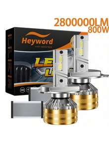 Heyword 2pcs Upgrade 9005/HB3 9006/HB4 H7 H11 H4 H1 LED Headlight Bulbs High Low Beam CANBUS 2800000LM 500% Brighter 6000K Plug-N-Play Fan