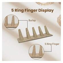 Box Burlap Jewelry 5 Rings Finger Display8x2.12x2.2 Inches With Square Base - Ring Holder Organizerfor Selling Or Personal Use - Jewelry Displays Stands - Multicolor 763 - View 2
